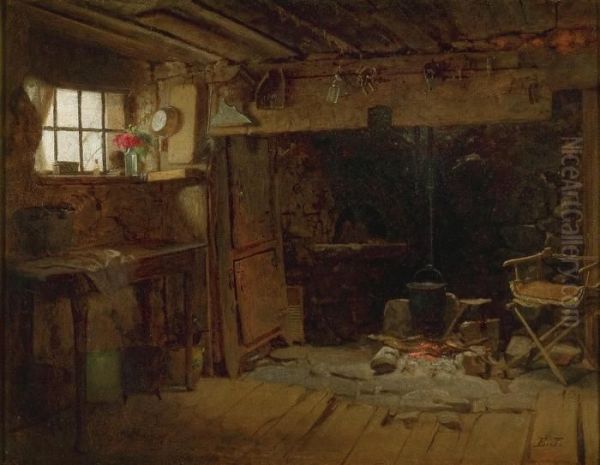 New England Kitchen Oil Painting by Eastman Johnson