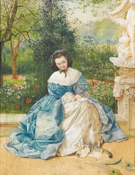 Contemplation In The Sculpture Garden Oil Painting by Edward Killingworth Johnson