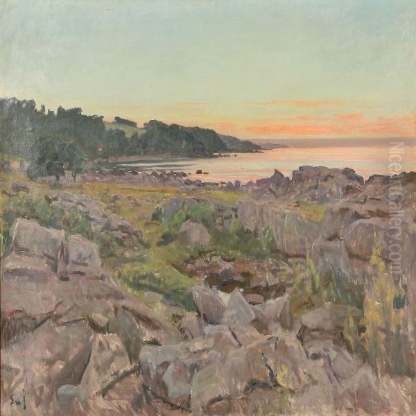 Coast Of Bornholm Oil Painting by Erik William Johnson