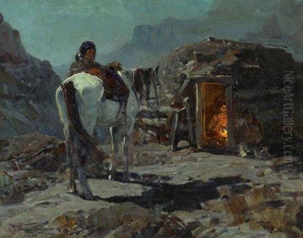 Home Of The Navajo Oil Painting by Frank Tenney Johnson