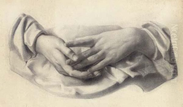 Study Of Hands Oil Painting by Herbert Johnson