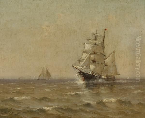 Brig Bound In Oil Painting by Marshall Johnson