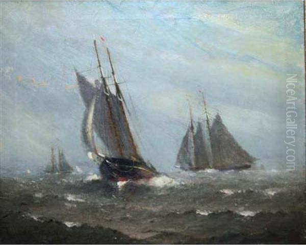 Ships At Sea Oil Painting by Marshall Johnson