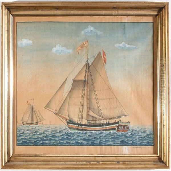 The Yacht Pegasus Of Aarhus Oil Painting by Ole Johnson