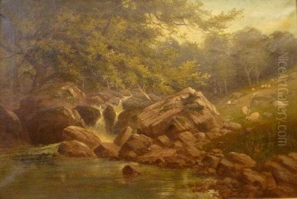 A Highland Stream Oil Painting by Sidney Yates Johnson