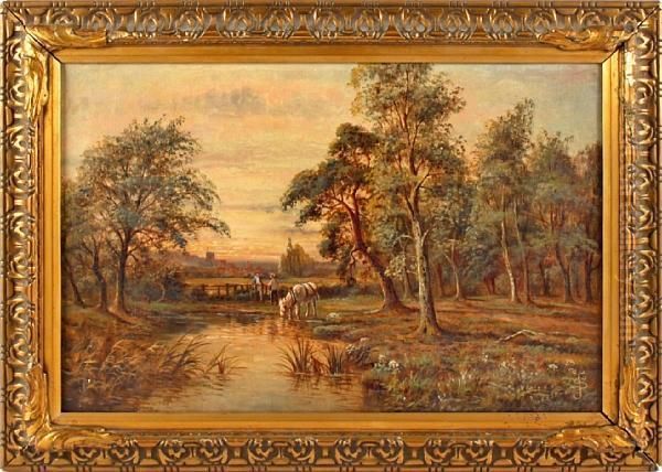 Golden Sunset, Reading, Berks Oil Painting by Sidney Yates Johnson