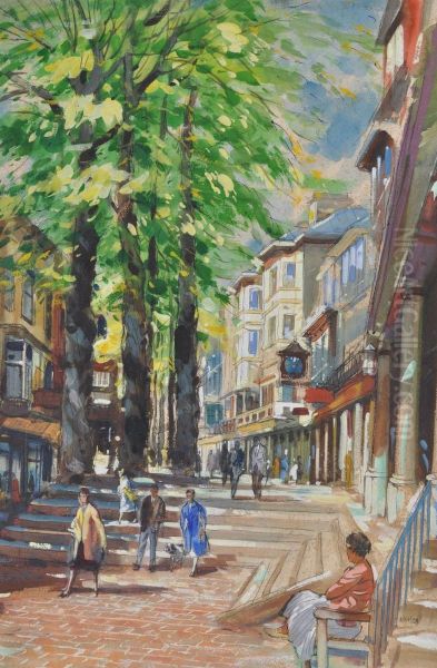 Figures In The Pantiles Oil Painting by Johnston