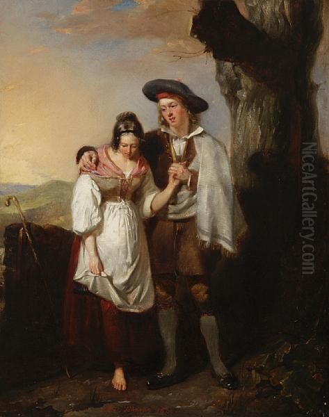 Courting Couple Oil Painting by Alexander Johnston