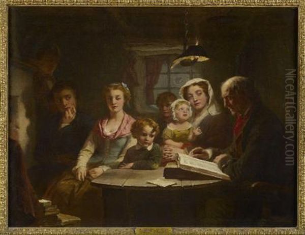 The Cottar's Saturday Night Oil Painting by Alexander Johnston