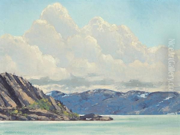 Thunderclouds Over Great Bear Lake N.w.t. Oil Painting by Franz Hans Johnston