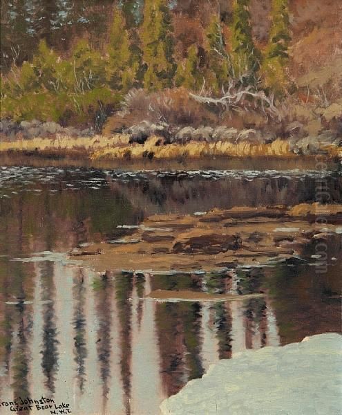 June Colour, A Tiny Lake Near Great Bear Lake N.w.t. Oil Painting by Franz Hans Johnston