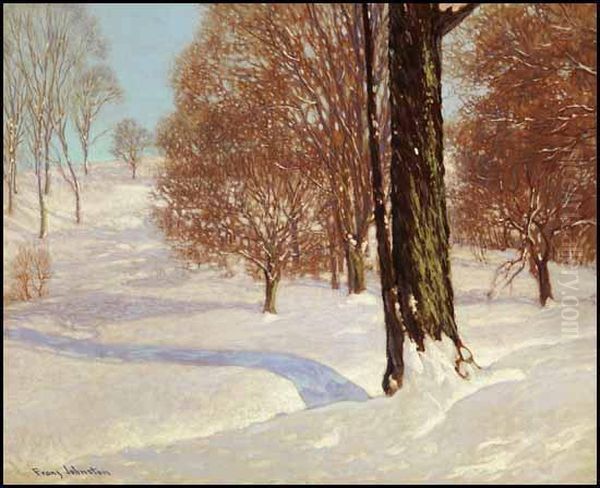 Snow In The Valley Oil Painting by Franz Hans Johnston