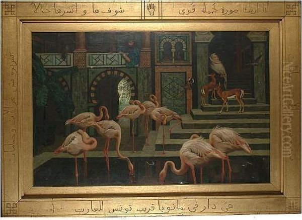 The Pets Of An Eastern Palace: A Tunisian Study Oil Painting by Harry Hamilton Johnston