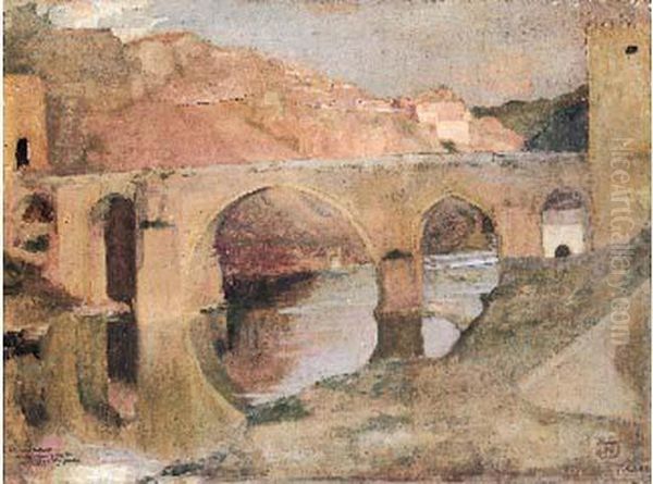 Espagne, Vue Du Pont De Tolede Oil Painting by John Humphreys Johnston