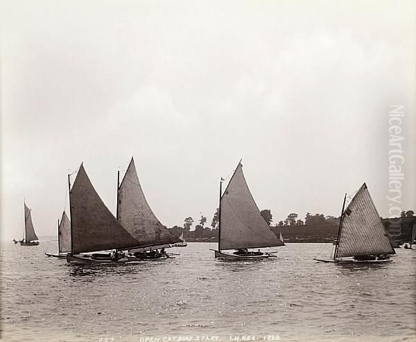 Catboats Oil Painting by John S. Johnston