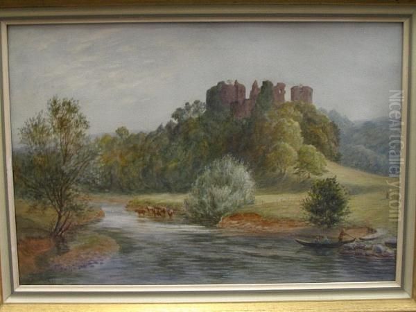 'markworth Castle' And 'bolton Abbey On The Wharfe', A Pair Oil Painting by Robert Brown Johnston