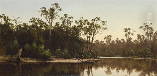 Twilight, River Goulburn, Victoria Oil Painting by Henry James Johnstone