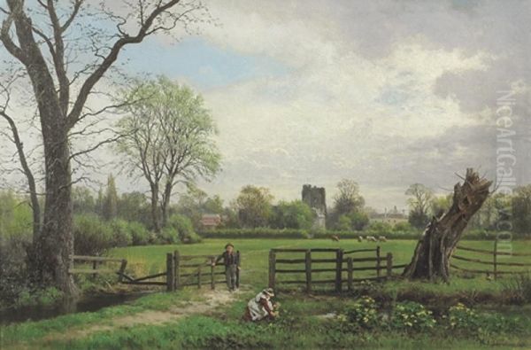 In The Meadows, Near Cookham Oil Painting by Henry James Johnstone