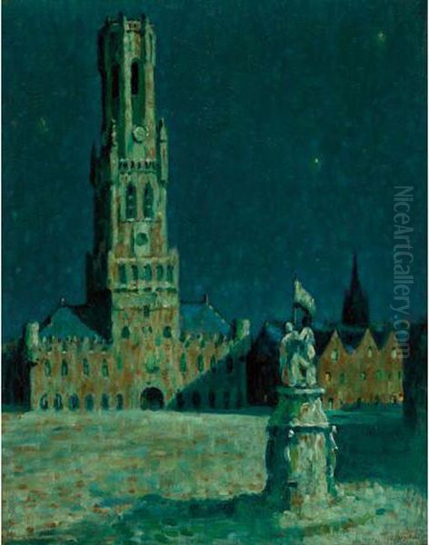 Market Square, Bruges Oil Painting by John Young Johnstone