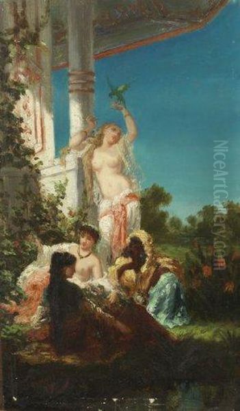 Scene De Harem. Oil Painting by Antoine Edmond Joinville