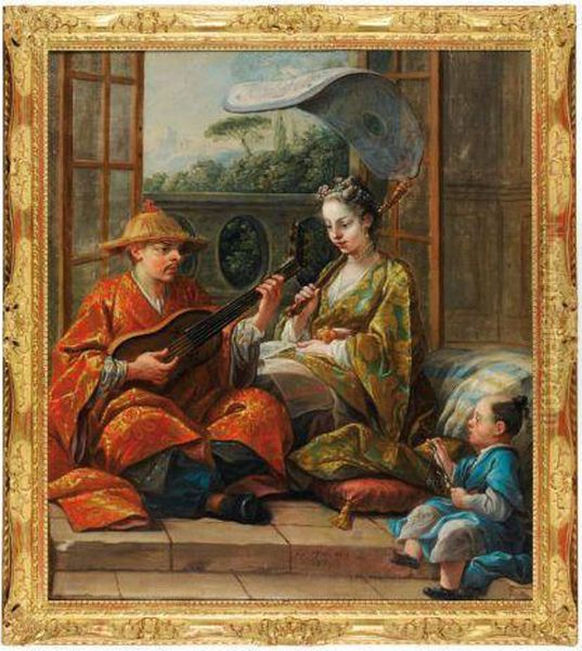 Scene D'interieur Avec Des Musiciens Oil Painting by Pierre Jollain