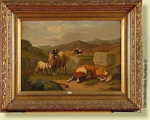 Chien De Berger Et Troupeau Oil Painting by Adolphe Robert Jones