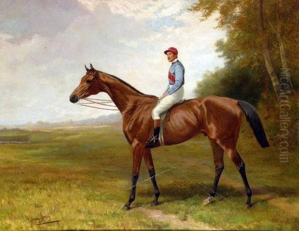 Jockey Mounted On A Bay Racehorse Oil Painting by Adrian Jones