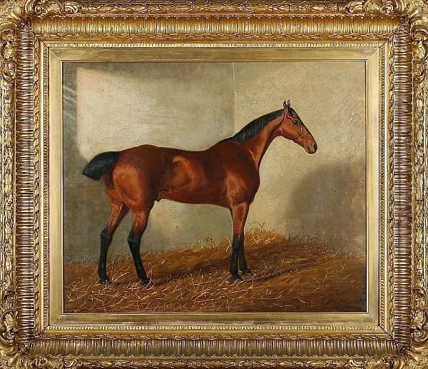 Bay Hunter In Stable Oil Painting by Adrian Jones