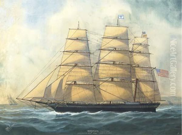 The 'mary Ray'; And 'hurricane' Oil Painting by Calvert Richard Jones