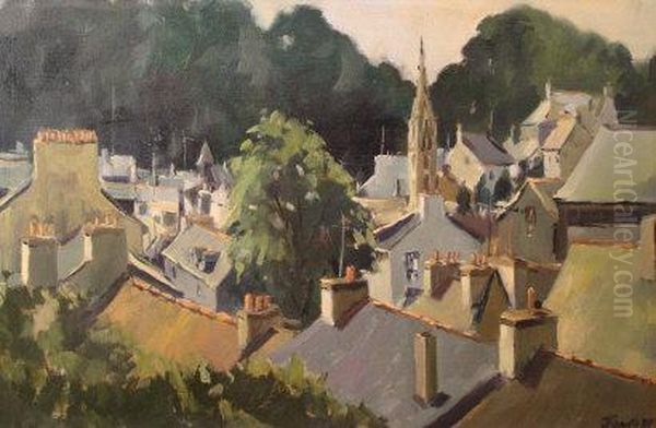 The Roofs Of Pont-aven Oil Painting by Edward Jones