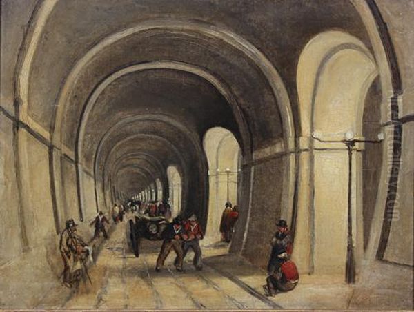 View Of The The Thames Tunnel Oil Painting by George L Jones