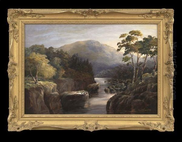 Mountainous Brook Landscape Oil Painting by George Jones