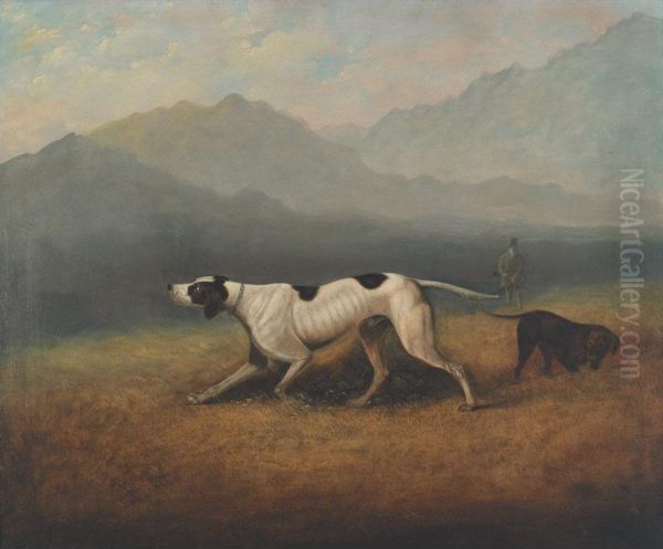 Dog At Point Oil Painting by Herbert Jones