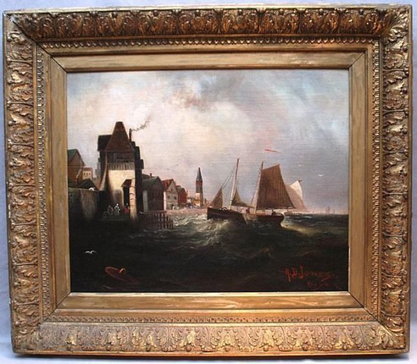 New York Harbor Oil Painting by Hugh Bolton Jones