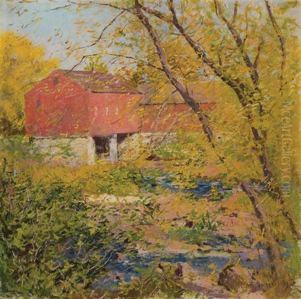 The Old Mill, Suncook River, New Hampshire Oil Painting by Leon Foster Jones