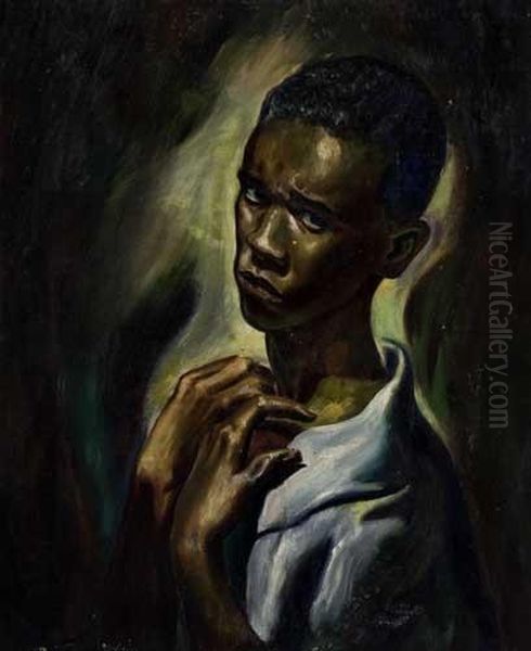 Nobody Knows The Trouble I've Seen (self-portrait) Oil Painting by Leon Foster Jones