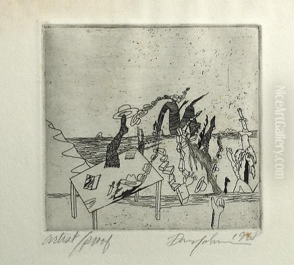 A Group Of 3 Etchings Oil Painting by Louis Johnson Jones