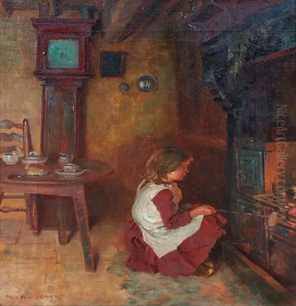 Toasting The Bread Oil Painting by Maud Raphael Jones