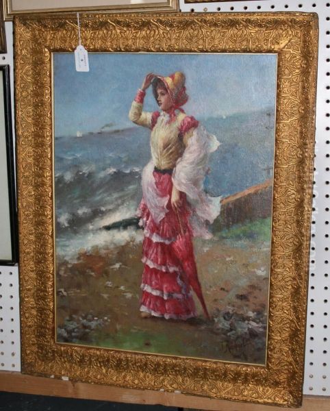 Portrait Of A Lady Looking Out To Sea Oil Painting by Maud Raphael Jones