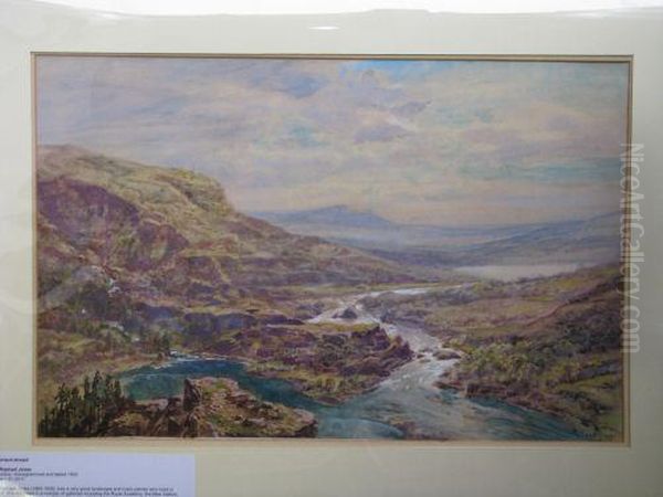 Moorland Stream From Hilltop Oil Painting by Maud Raphael Jones