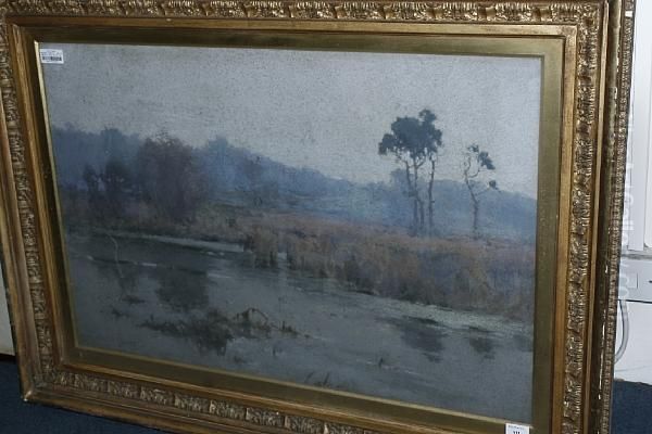 River Landscape With Trees Oil Painting by Reginald T. Jones