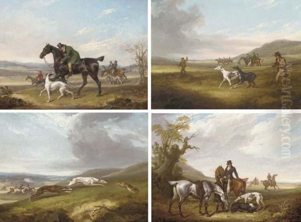 Going Out; Finding; Coursing; The Death Oil Painting by Richard Jones