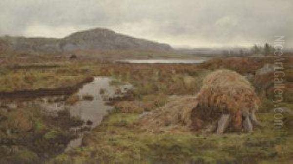 The Peat Cutters Oil Painting by T. Hampson Jones