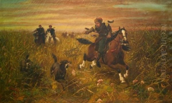 The Hunt Oil Painting by W. H. Jones