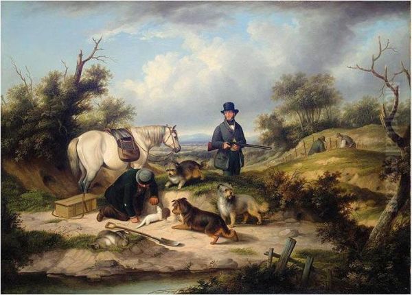 Ferreting Oil Painting by William Jones