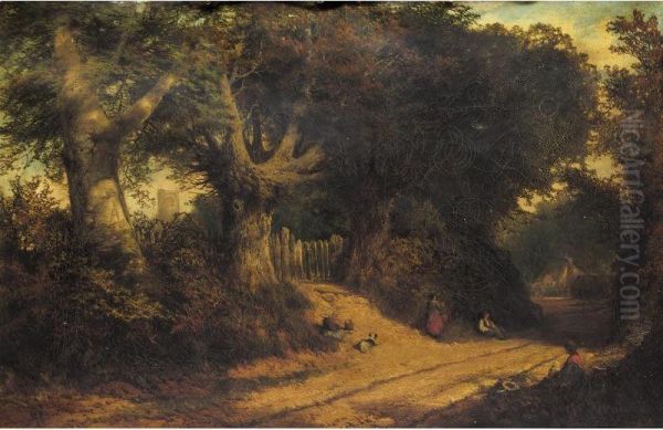 Resting On A Woodland Track Oil Painting by William E. Jones