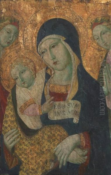 Madonna Col Bambino E Due Angeli Oil Painting by Icilio Federico Joni