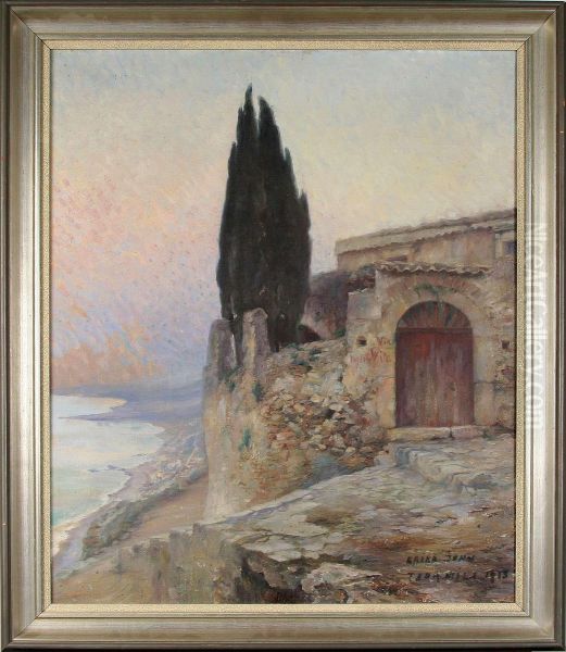 Bergsmotiv Fran Taormina, Signerad Och Daterad 1913 Oil Painting by Erika Jonn