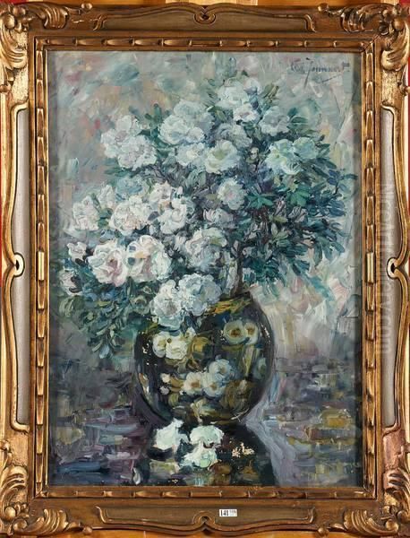 Vase De Fleurs Oil Painting by Clemence Jonnaert