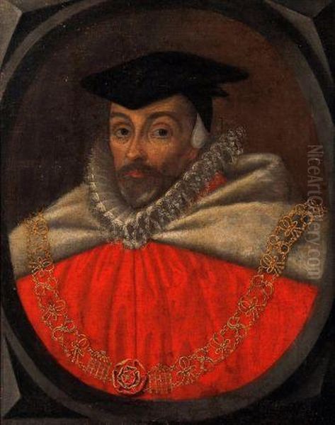 Portrait Of Sir Nicholas Hyde Oil Painting by Cornelius Janssens Van Ceulen